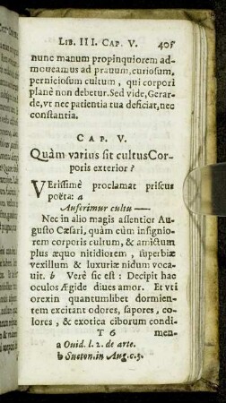 Cap. V. Quam varitus sit cultus Corporis exterior?