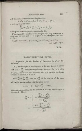 IX. - Mathematical notes.