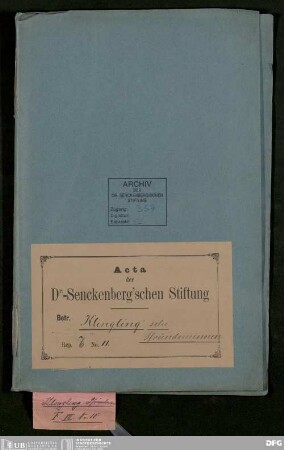 ... Pfründner-Stiftung (Vermächtnis Klingling): Bd. 2