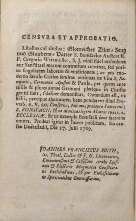 Censvra et approbatio.