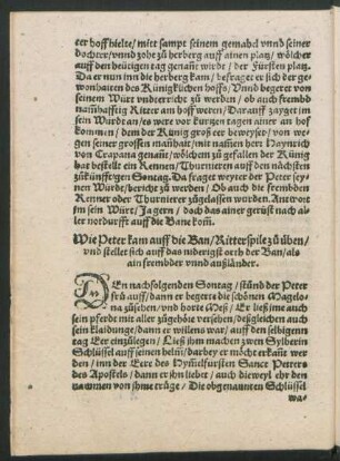 Wie Peter kam auff die Ban/ Ritterspile zu üben ...