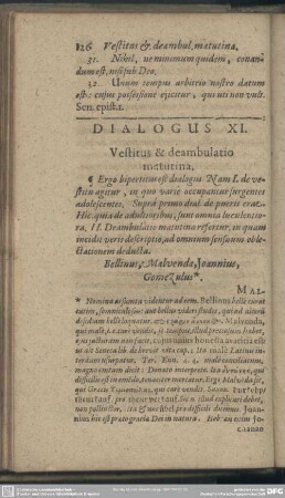 Dialogus XI. Vestitus & deambulatio matutina