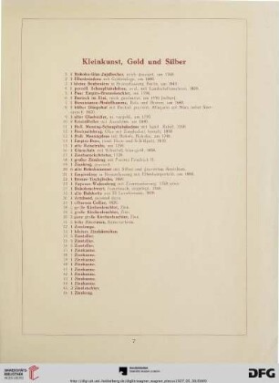 Kleinkunst, Gold und Silber (Nr. 1-179)