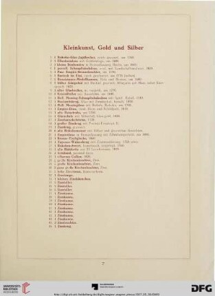 Kleinkunst, Gold und Silber (Nr. 1-179)