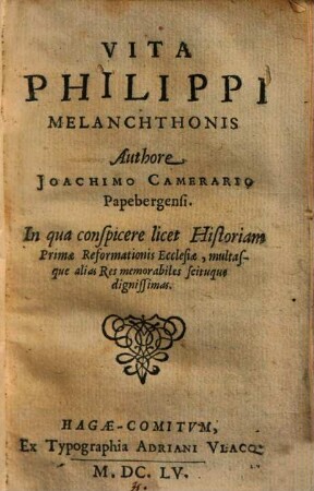 Vita Philippi Melanchthonis