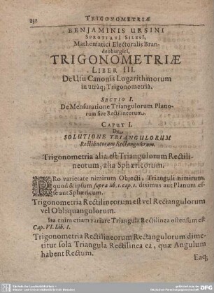 Trigonometriae, Liber III.