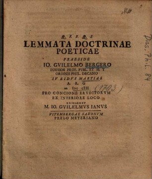 Lemmata Doctrinae Poeticae