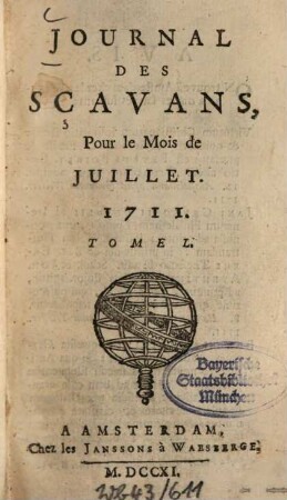 Journal des sçavans. 1711, [2]. Juillet - Dec. = T. 50