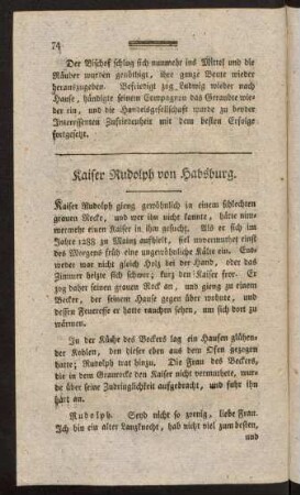 74-88, Kaiser Rudolph von Habsburg. - Liebe der Unterthanen gegen ihre Regenten.