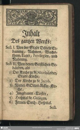 Inhalt Des gantzen Wercks
