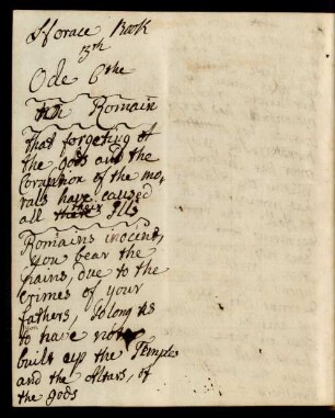 Horace Book 3th Ode 6the to Romain
