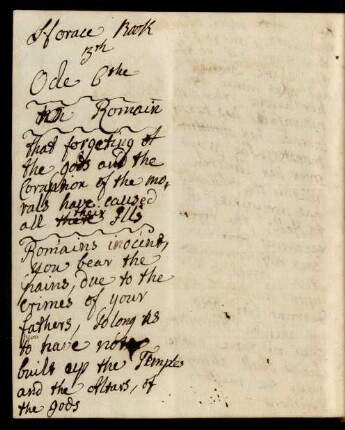 Horace Book 3th Ode 6the to Romain
