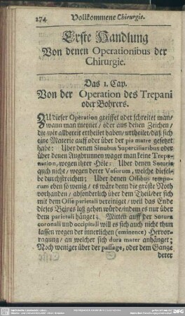 Erste Handlung Von denen Operationibus der Chirurgie