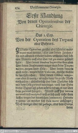 Erste Handlung Von denen Operationibus der Chirurgie