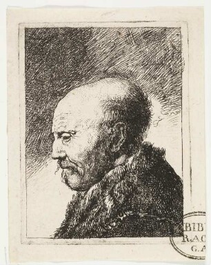 Glatzköpfiger Mann im Profil