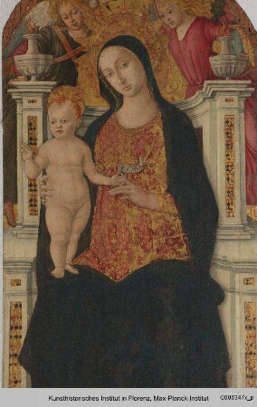 Madonna mit Kind und Engel - Thronende Maria m. Kind, gekrönt von Engeln