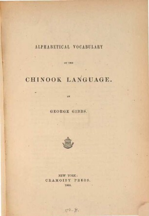 Alphabetical vocabulary of the Chinook language