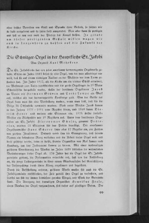 Die Schnitger=Orgel in der Hauptkirche St. Jakobi