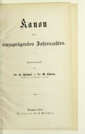 Kanon der einzuprägenden Jahreszahlen