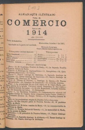 [Almanaque para el año 1914]