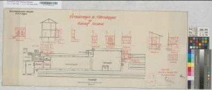 Veränderungen im Güterschuppen auf Bahnhof Geisweid: Grundriß, Ansichten, Schnitte, Sparrenlage, M. 1:100 Stnr.: 51, Hge, Bunr.: 28, Blnr.: 4