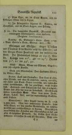 22. Die batavische Republik, (Republik der vereinigten Niederlande), oder Holland, (Belgium foederatum)