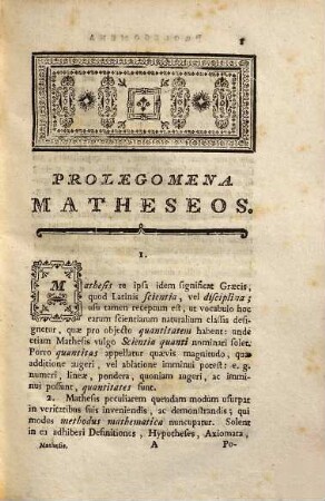 Elementa Matheseos, Philosophiae Auditorum Usibus Accommodata, 1. Complectens Elementa Arithmeticae, Et Algebrae