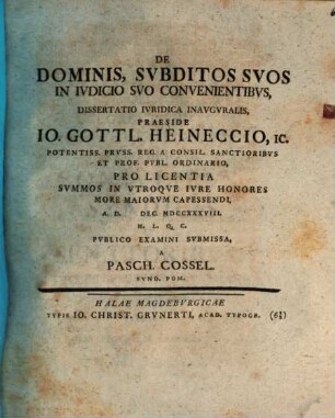 De dominis, subditos suos in iudicio suo convenientibus