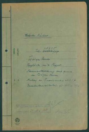 Heinrich Mäder, Metzgermeister, Inhaber einer Metzgerei und Imbissstube, Mannheim, Q 2, 21-23 -Steuerstrafsache