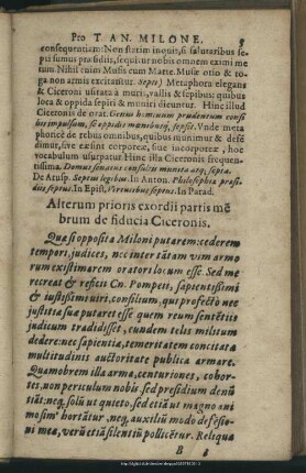 Alterum prioris exordi partis me[m]brum de Fiducia Ciceronis