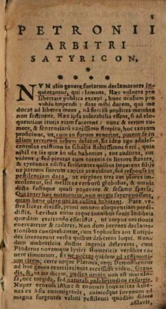 Petronii Arbitri Satyricon : Cum uberioribus Commentariis instar, Notis