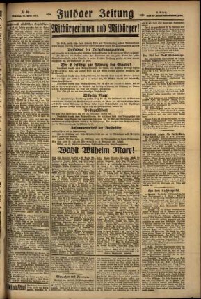 Zweite Ausgabe vom Sonntag, den 19. April 1925.
