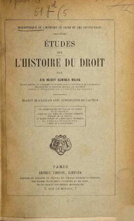Etudes sur l'histoire du droit