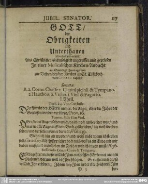 Gott, der Obrigkeiten und Unterthanen leben läst und erhält ... In einer Musicalischen Kirchen-Andacht ...