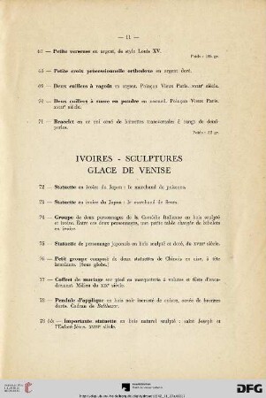 Ivoires - Sculptures - Glace de venise (Nr. 72-85)