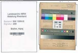 Entnazifizierung Hans Brehm , geb. 23.03.1908 (Kaufmann)