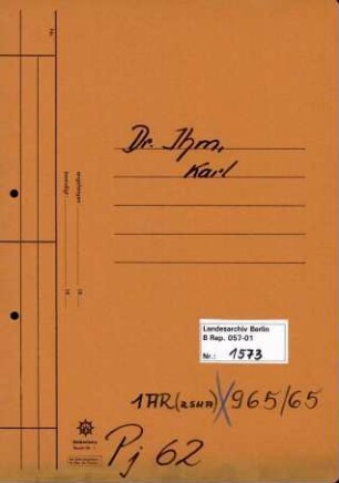 Personenheft Dr. Karl Ihm (*21.12.1907), SS-Hauptsturmführer