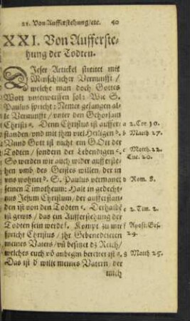 XXI. Von Aufferstehung der Todten.