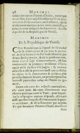 Maximes De la Republique de Venise.