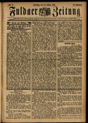 Erste Ausgabe vom Samstag, den 25. März 1893.