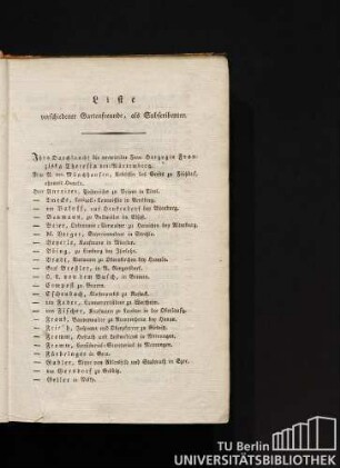 Liste verschiedener Gartenfreunde, als Subseridenten.