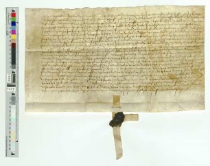 Hen der zel von Burbach, seine Frau Mettel, Heyntze von Burbach, Thieme von Burbach, dessen Frau, Henchen der Scheffer von Burbach und dessen Frau Thryn verpfänden für 5 Gulden der St. Jakob-Bruderschaft zu Siegen Grundstücke zu Burbach.