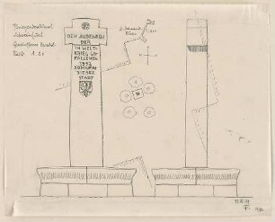 Fischer, Theodor; Schweinfurt (Bayern); Kriegerdenkmal - Lageplan, Ansichten