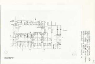 Wohnungsbau, Berlin-Wedding (Diplomarbeit bei Bernhard Hermkes): Grundriss 1 Fußgängerebene südöstlicher Teil 1:200