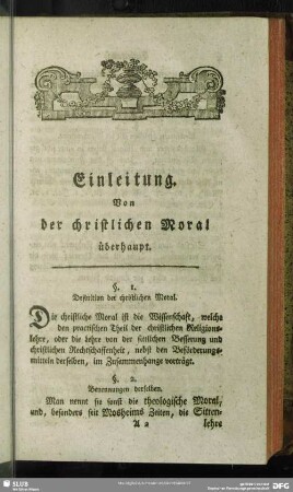 Einleitung. Von der christlichen Moral überhaupt
