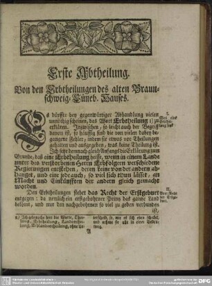 Erste Abtheilung. Von den Erbtheilungen des Braunschweig-Lüneb. Hauses