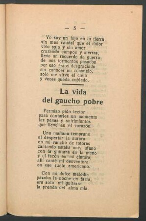 La vida del gaucho pobre