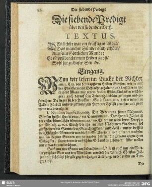 Die siebende Predigt, über den siebenden Verß