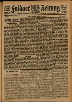 Erste Ausgabe vom Samstag, den 29. Juli 1905.