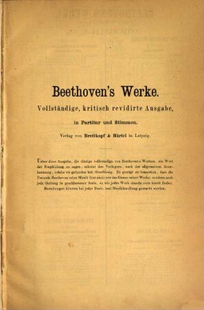 Thematisches Verzeichniss der im Druck erschienenen Werke von Ludwig van Beethoven